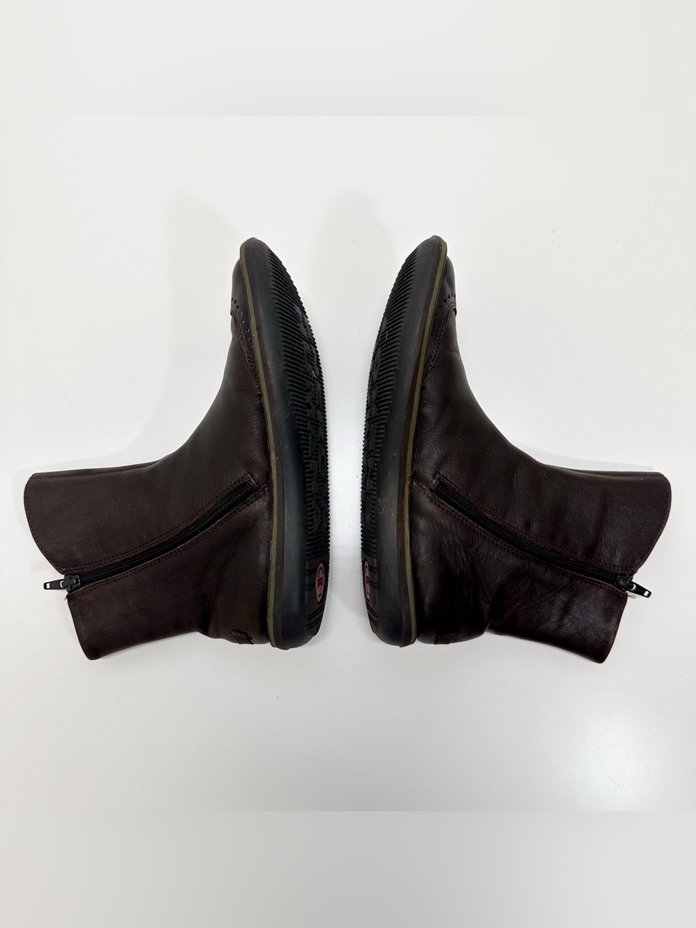 Camper Beetle Leather Side Snap Ankle Boots in Dark Brown and Green - Picture 3 of 8